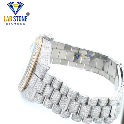 17.00 CT TDW Round Cut Diamond men's Watch