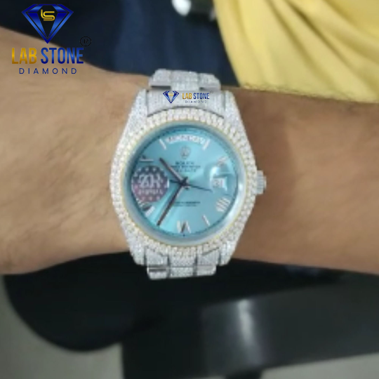 17.00 CT TDW Round Cut Diamond men's Watch