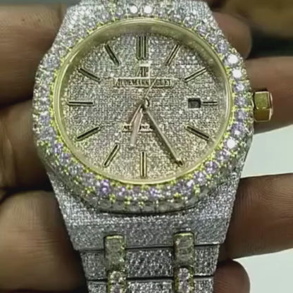 27.85 CT TDW Round Cut Diamond men's Watch