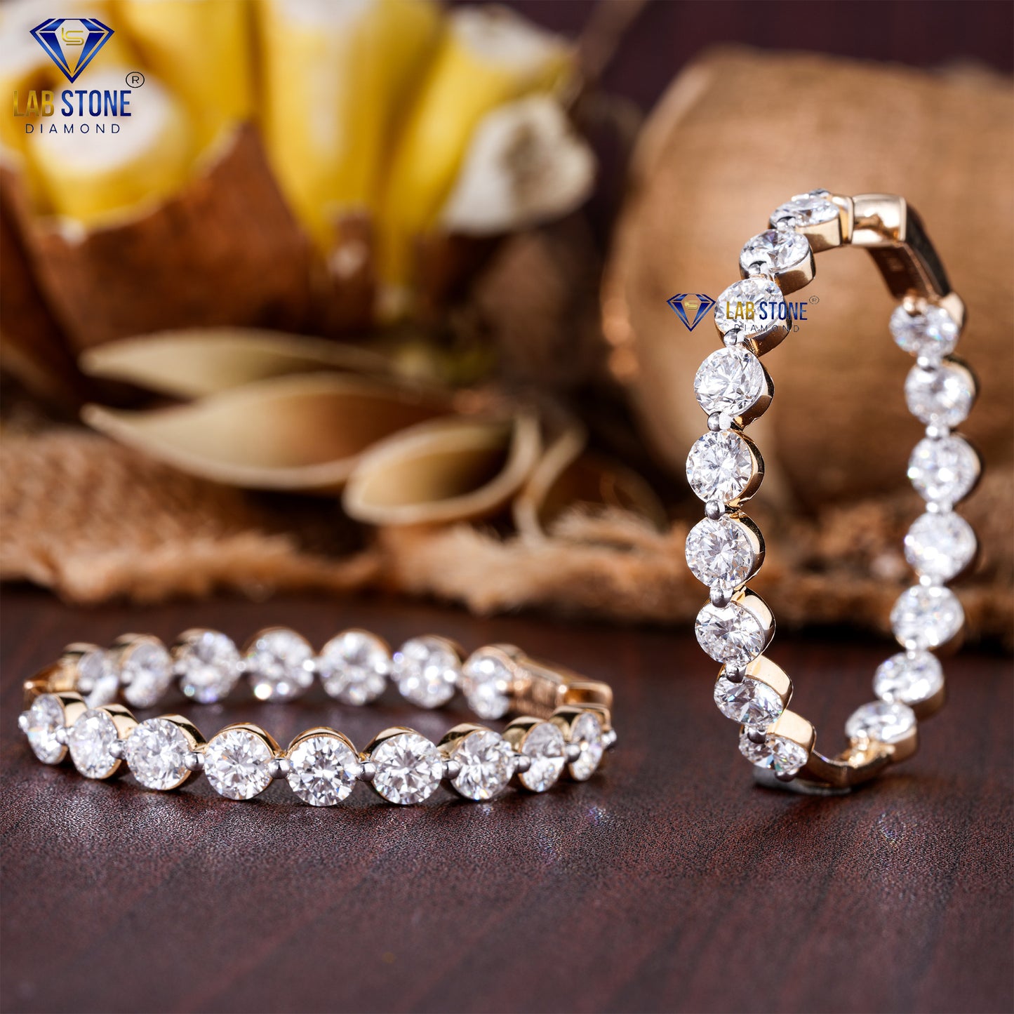 10.44 TDW Round Cut Diamond Hoop Earrings