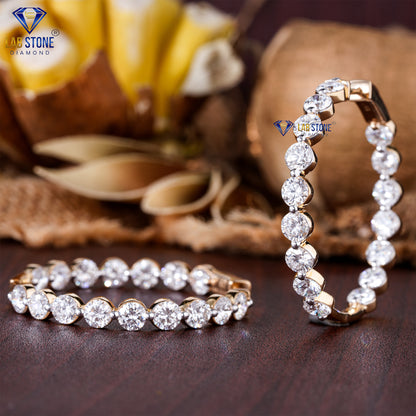 10.44 TDW Round Cut Diamond Hoop Earrings