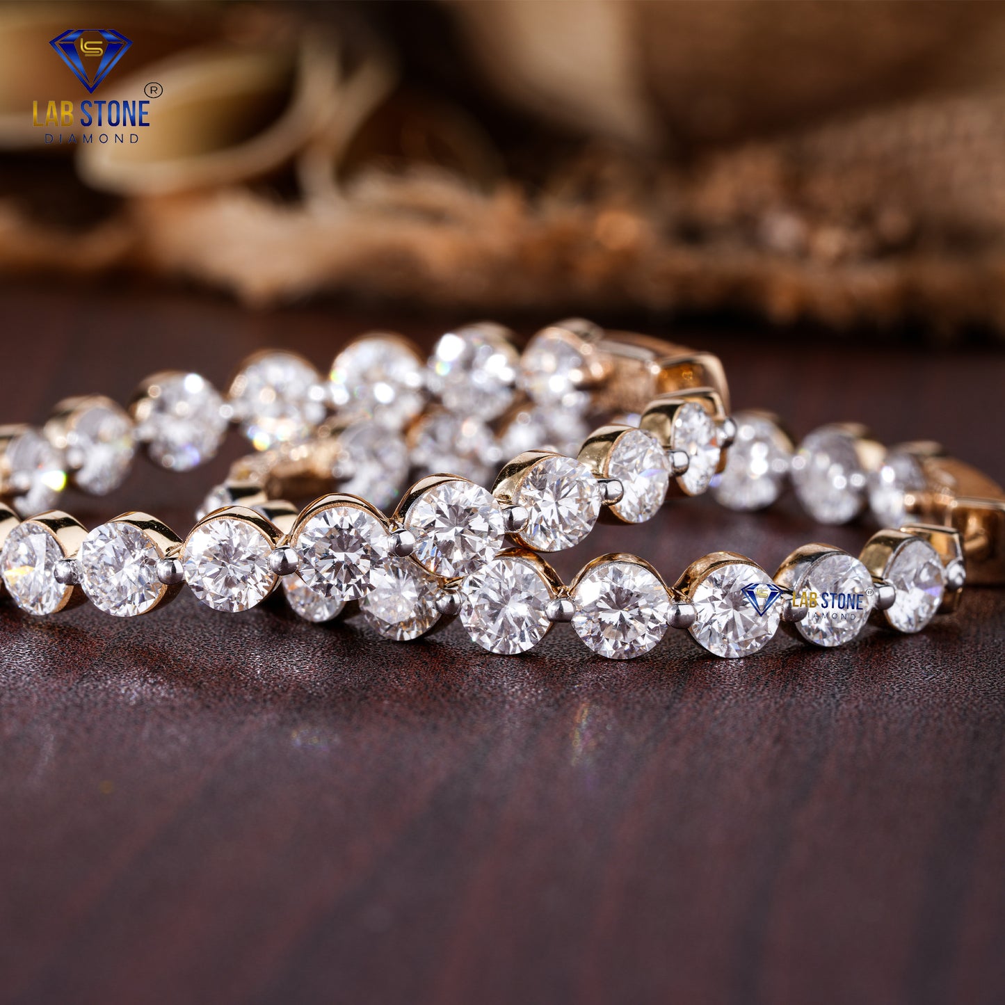 10.44 TDW Round Cut Diamond Hoop Earrings